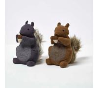 HOMESCAPES Weighted Door Stop Animal, Decorative Cute Squirrels, Set of 2 Novelty Heavy Fabric Doorstop, Stuffed Polyester Weights Stopper for Floor Indoor Decoration for Home & Office