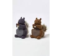 HOMESCAPES Weighted Door Stop Animal, Decorative Cute Squirrels, Set of 2 Novelty Heavy Fabric Doorstop, Stuffed Polyester Weights Stopper for Floor Indoor Decoration for Home & Office