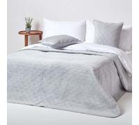 Homescapes Luxury Grey Quilted Velvet Bedspread Geometric Pattern 'eternity Ring' Throw, 200 X 200 Cm
