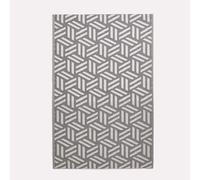 HOMESCAPES Luxury Large Outdoor Rugs for Garden Patio Waterproof 100% Recycled Plastic Mat Carpet 120 x 180cm Reversible White & Grey Geometric Rug Luna, Indoor/Outside & Portable, Seamless