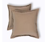 Homescapes Luxury Outdoor Cushions 2 Set, Waterproof Filled Cushion, Soft-Touch, Plain Dark Beige, For Garden And Indoors, 45X45Cm