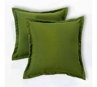 Homescapes Luxury Outdoor Cushions 2 Set, Waterproof Filled Cushions, Soft-Touch, Plain Green, For Garden And Indoors, 45 X 45 Cm