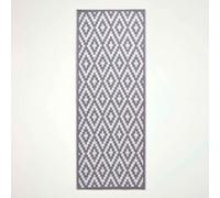 HOMESCAPES Luxury Runner Outdoor Rugs for Garden Patio Waterproof 100% Recycled Plastic Mat Carpet 75 x 200cm Reversible White & Grey Geometric Rug “Zoe”, Indoor/Outside & Portable, Seamless
