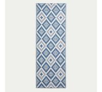 Homescapes Luxury Outdoor Rug Runner Waterproof Reversible For Garden Patio, 75 X 200 Cm, Blue, 100% Recycled, Mia Aztec