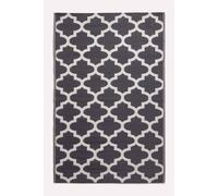HOMESCAPES Luxury Extra Large Outdoor Rugs for Garden Patio Waterproof 100% Recycled Plastic Mat Carpet 180 x 270cm Reversible White & Black Geometric Rug Nola, Indoor/Outside & Portable, Seamless