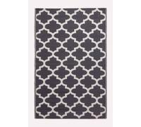 HOMESCAPES Luxury Extra Large Outdoor Rugs for Garden Patio Waterproof 100% Recycled Plastic Mat Carpet 180 x 270cm Reversible White & Black Geometric Rug Nola, Indoor/Outside & Portable, Seamless