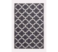 HOMESCAPES Luxury Extra Large Outdoor Rugs for Garden Patio Waterproof 100% Recycled Plastic Mat Carpet 240 x 300cm Reversible White & Black Geometric Rug Nola, Indoor/Outside & Portable, Soft Feel