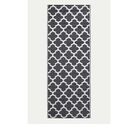 Homescapes Luxury Outdoor Rug Waterproof Reversible, Black Nola Geometric | Size: 75 cm x 200 cm Homescapes Black 75 cm x 200 cm