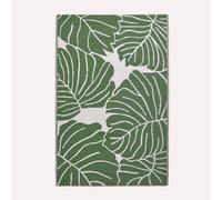 HOMESCAPES Luxury Extra Large Outdoor Rugs for Garden Patio Waterproof Recycled Plastic Mat Carpet 150 x 240cm Reversible White & Green Leaf Rug Ada, Indoor/Outside & Portable, Seamless