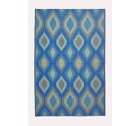 Homescapes Luxury Outdoor Rug Waterproof Reversible For Garden, 180 X 270 Cm, Green & Blue, 100% Recycled, Amber Ikat