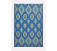 Homescapes Luxury Outdoor Rug Waterproof Reversible for Garden, Blue Amber Ikat | Size: 150 cm x 240 cm Homescapes Blue 150 cm x 240 cm