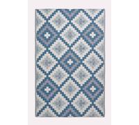 HOMESCAPES Luxury Extra Large Outdoor Rugs for Garden Patio Waterproof 100% Recycled Plastic Mat Carpet 240 x 300cm Reversible Blue Geometric Rug Mia, Indoor/Outside & Portable, Soft Feel