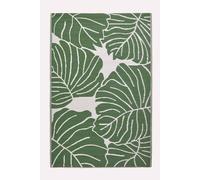 HOMESCAPES Luxury Extra Large Outdoor Rugs for Garden Patio Waterproof Recycled Plastic Mat Carpet 150 x 240cm Reversible White & Green Leaf Rug Ada, Indoor/Outside & Portable, Seamless