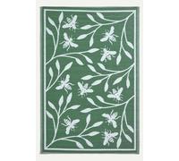 HOMESCAPES Green Outdoor Rug for Garden or Patio 100% Recycled Plastic 182 x 122 cm Lightweight Waterproof Garden Rug Bumble Bee Floral Design Woven Floor Mat for Indoor & Outdoor Use
