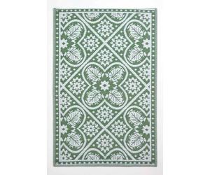 Homescapes Luxury Outdoor Rug Waterproof Reversible for Garden, Green Floral Leaf | Size: 120 cm x 180 cm Homescapes Green 120 cm x 180 cm