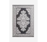 HOMESCAPES Luxury Outdoor Rug for Garden, Patios Waterproof Black and White Outdoor Mat Carpet Reversible Plastic Picnic Rug Motif Persian Pattern - Eco-Friendly & Expertly Crafted - Seamless