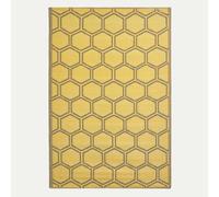Homescapes Luxury Outdoor Rug Waterproof Reversible For Garden Patio, 182 X 122 Cm, Yellow, 100% Recycled, Honeycomb