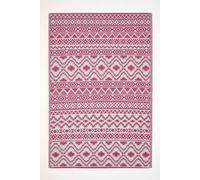 HOMESCAPES Luxury Extra Large Outdoor Rugs for Garden Patio 100% Waterproof Recycled Plastic Mat Carpet 150 x 240cm Reversible White & Pink Geometric Rug Tia, Indoor/Outside & Portable, Soft Feel