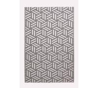 HOMESCAPES Luxury Extra Large Outdoor Rugs for Garden Patio Waterproof 100% Recycled Plastic Mat Carpet 150 x 240cm Reversible White & Grey Geometric Rug Luna, Indoor/Outside & Portable, Seamless