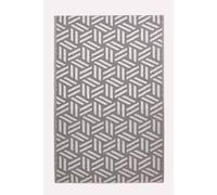 HOMESCAPES Luxury Extra Large Outdoor Rugs for Garden Patio Waterproof 100% Recycled Plastic Mat Carpet 180 x 270cm Reversible White & Grey Geometric Rug Luna, Indoor/Outside & Portable, Seamless