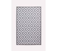 HOMESCAPES Luxury Extra Large Outdoor Rugs for Garden Patio Waterproof 100% Recycled Plastic Mat Carpet 150 x 240cm Reversible White & Grey Geometric Rug “Zoe”, Indoor/Outside & Portable, Seamless
