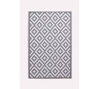 HOMESCAPES Luxury Extra Large Outdoor Rugs for Garden Patio Waterproof 100% Recycled Plastic Mat Carpet 180 x 270cm Reversible White & Grey Geometric Rug “Zoe”, Indoor/Outside & Portable, Seamless