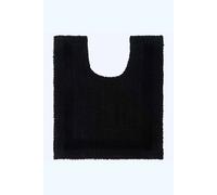 HOMESCAPES Toilet Mat, Luxury 1600gsm Extra Soft 100% Cotton, Reversible Bathroom Mats Non-Slip, Washable, Super Absorbent, Quick-Dry, Black Pedestal Rug for Toilet, 50 x 55 cm