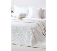 Homescapes Luxury Quilted Velvet Bedspread Geometric Pattern Throw In Cream Cream Double