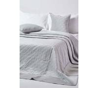 HOMESCAPES Grey Velvet Bedspread Quilted Geometric Throw for Double Bed - 200 x 200 cm