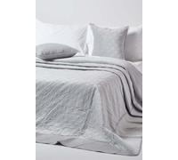 HOMESCAPES Grey Velvet Bedspread Quilted Geometric Throw for Double Bed - 200 x 200 cm