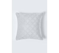 Homescapes Luxury Quilted Velvet Cushion Cover Geometric Pattern In Grey Grey