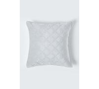Homescapes Luxury Grey Quilted Velvet Cushion Cover Geometric Eternity Ring Pattern, 45 x 45 cm
