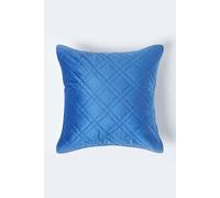 Homescapes Luxury Quilted Velvet Cushion Cover Geometric Pattern In Navy Navy 45cm x 45cm