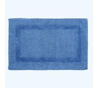 HOMESCAPES Bath Mat, Luxury 1600gsm Extra Soft 100% Cotton, Reversible Bathroom Mats Non-Slip, Washable, Super Absorbent, Quick-Dry, Cobalt Blue Bathroom Rug, 50 x 80 cm