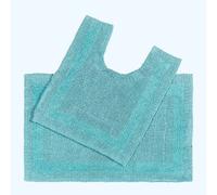 Homescapes Luxury Reversible Cotton Bath Mat Set - Aqua