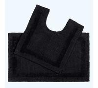 Homescapes Luxury Reversible Cotton Bath Mat Set - Black