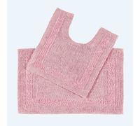Homescapes Luxury Reversible Cotton Bath Mat Set - Blush Pink