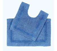 Homescapes Luxury Reversible Cotton Bath Mat Set - Cobalt Blue