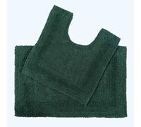 Homescapes Luxury Reversible Cotton Bath Mat Set - Forest Green