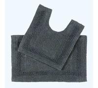 Homescapes Luxury Reversible Cotton Bath Mat Set - Grey