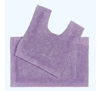 HOMESCAPES Bath Mat Set, Luxury 1600gsm Extra Soft 100% Cotton, Reversible Bathroom Mat Sets 2 Piece, Washable, Non-Slip, Super Absorbent, Quick-Dry, Lilac Purple Bathroom Rug with Toilet Rug