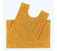 Homescapes Luxury Reversible Cotton Bath Mat Set - Mustard Yellow