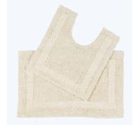 Homescapes Luxury Reversible Cotton Bath Mat Set - Natural Cream