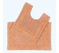 Homescapes Luxury Reversible Cotton Bath Mat Set - Peach