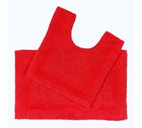 HOMESCAPES Bath Mat Set, Luxury 1600gsm Extra Soft 100% Cotton, Reversible Bathroom Mat Sets 2 Piece, Washable, Non-Slip, Super Absorbent, Quick-Dry, Red Bathroom Rug with Toilet Rug