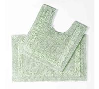 Homescapes Luxury Reversible Cotton Bath Mat Set - Sage Green