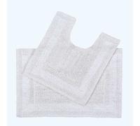 (White) Homescapes Luxury Reversible Cotton Bath Mat Set