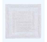HOMESCAPES Small Bath Mat, Luxury 1600gsm Extra Soft 100% Cotton, Reversible Bathroom Mats Non-Slip, Washable, Super Absorbent, Quick-Dry White Bathroom Rug 50x50 cm Square