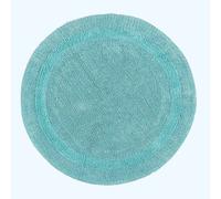 (Aqua, 80cm) Homescapes Luxury Reversible Cotton Bath Mat