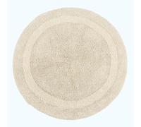 (Cream, Bath Mat - Round) Luxury Reversible Cotton Bath Mat